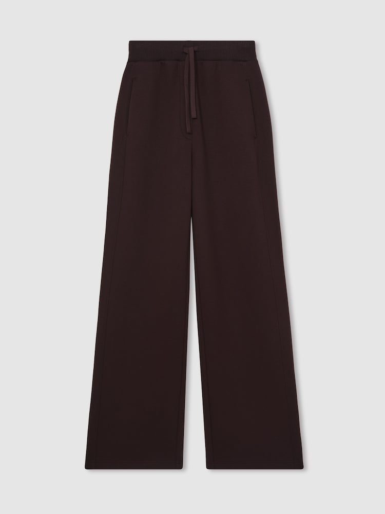 Reiss Plum Laney Wide-Leg Interlock Drawstring Joggers - Image 2 of 5
