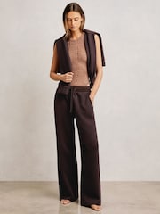 Reiss Plum Laney Wide-Leg Interlock Drawstring Joggers - Image 3 of 5