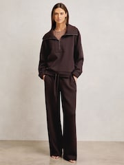 Reiss Plum Laney Wide-Leg Interlock Drawstring Joggers - Image 4 of 5
