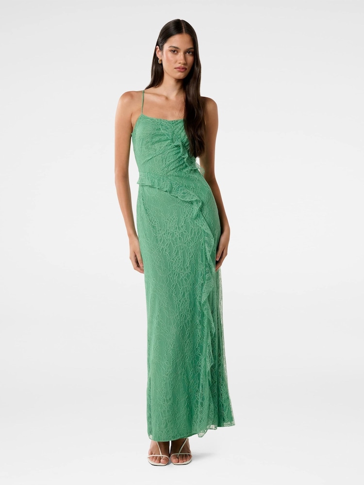 Forever New Green Maybelle Lace Ruffle Midi Dress - Image 1 of 4