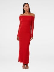 Forever New Red Minnie Mesh Bardot Midi Dress - Image 1 of 4