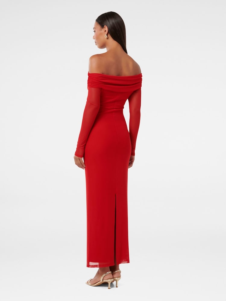 Forever New Red Minnie Mesh Bardot Midi Dress - Image 2 of 4