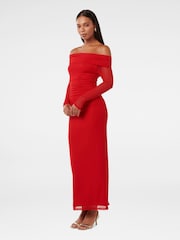 Forever New Red Minnie Mesh Bardot Midi Dress - Image 4 of 4