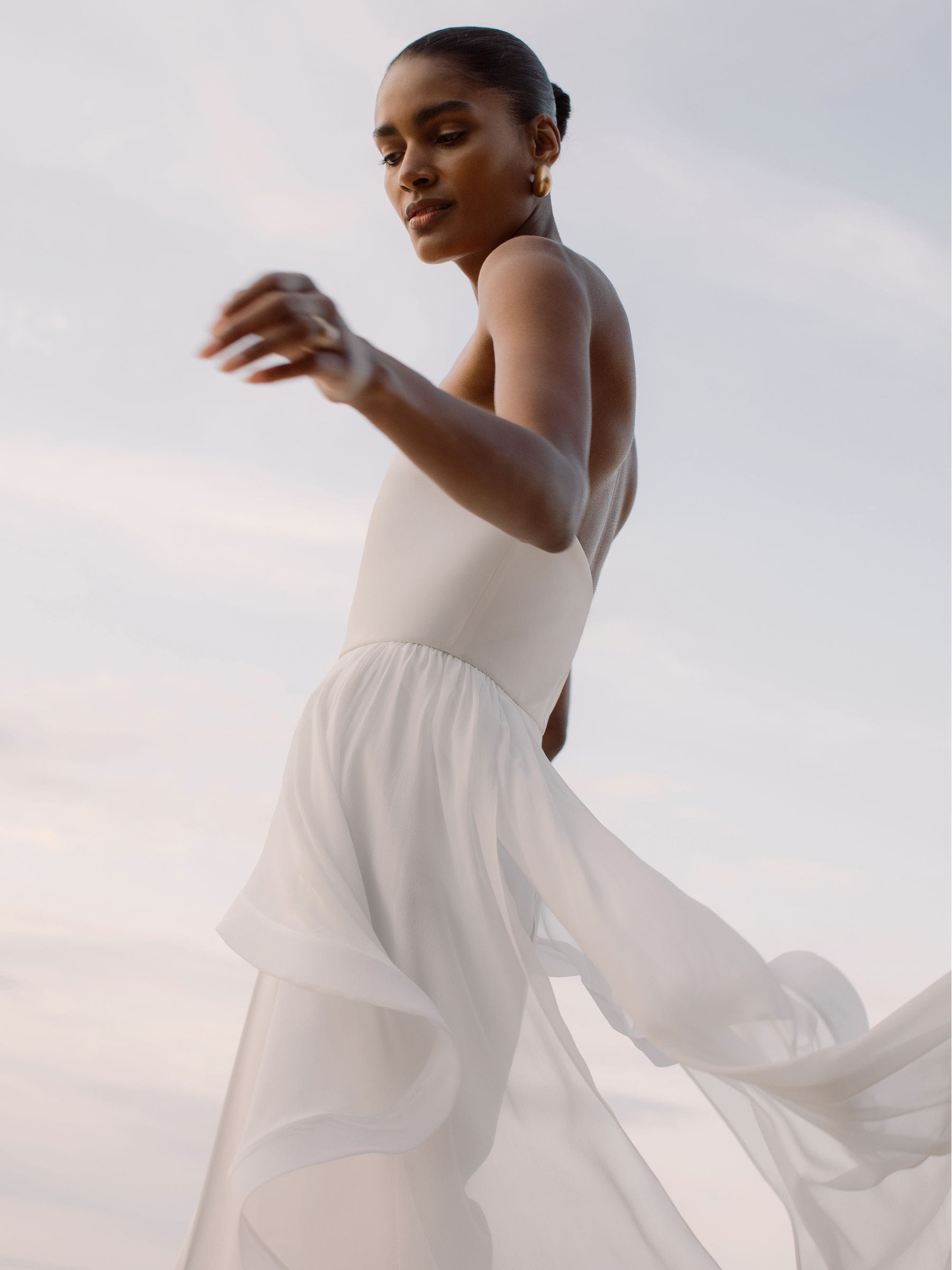 Buy Reiss Ivory Rhiannon Silk Ruffle Bandeau Wide-Leg