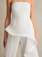 Reiss Ivory Rhiannon Silk Ruffle Bandeau Wide-Leg Jumpsuit - Image 4 of 7