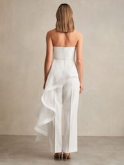 Reiss Ivory Rhiannon Silk Ruffle Bandeau Wide-Leg Jumpsuit - Image 5 of 7