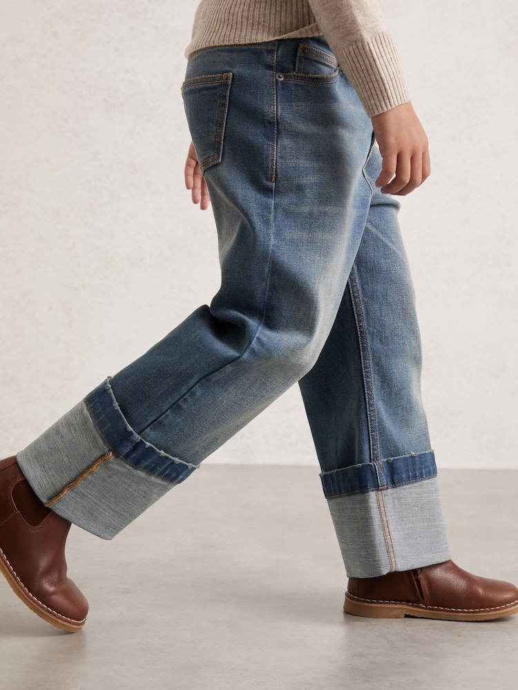 Reiss Blue Belinda 9-13 yrs Straight-Leg Turn-Up Jeans - Image 1 of 4 Reiss Blue Belinda 9-13 yrs Straight-Leg Turn-Up Jeans - Image 1 of 4