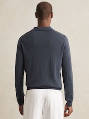 Reiss Midnight Navy Milburn Merino Wool Open-Collar Polo Shirt - Image 4 of 5