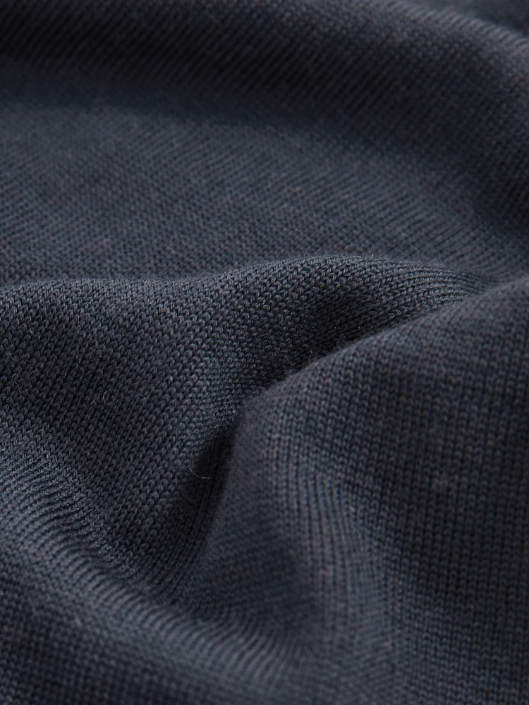 Reiss Midnight Navy Milburn Merino Wool Open-Collar Polo Shirt - Image 5 of 5