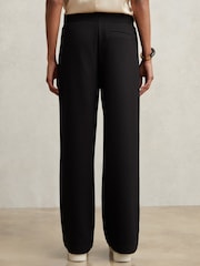 Reiss Black Laney Wide Leg Interlock Drawstring Joggers - Image 5 of 7