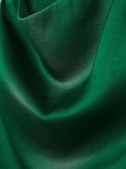Reiss Green Eloise Satin Drape-Neck Layered Dress - Image 6 of 6