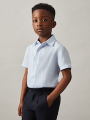 Льняная рубашка с короткими рукавами Reiss Holiday - Изображение 3 из 4