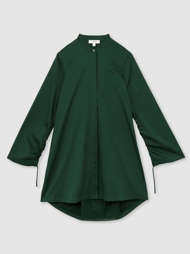 Reiss Grazia Cotton Gathered Cut-Out Shirt Dress with Stretch - صورة 2 من 6 Reiss Grazia Cotton Gathered Cut-Out Shirt Dress with Stretch - صورة 2 من 6