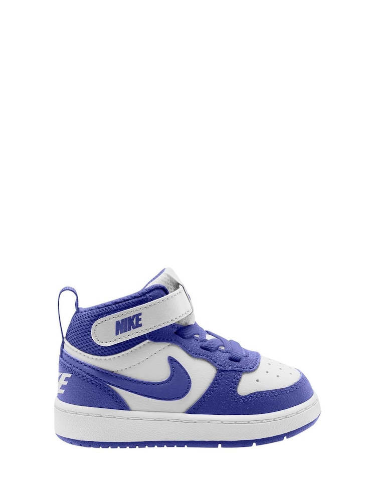 Nike White/Deep Night Blue Toddler Court Borough Mid Trainers - Image 1 of 3