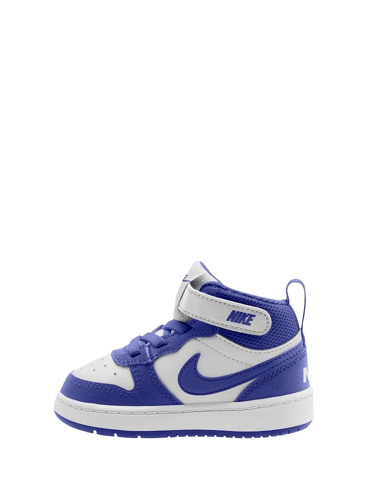 Nike White/Deep Night Blue Toddler Court Borough Mid Trainers - Image 2 of 3