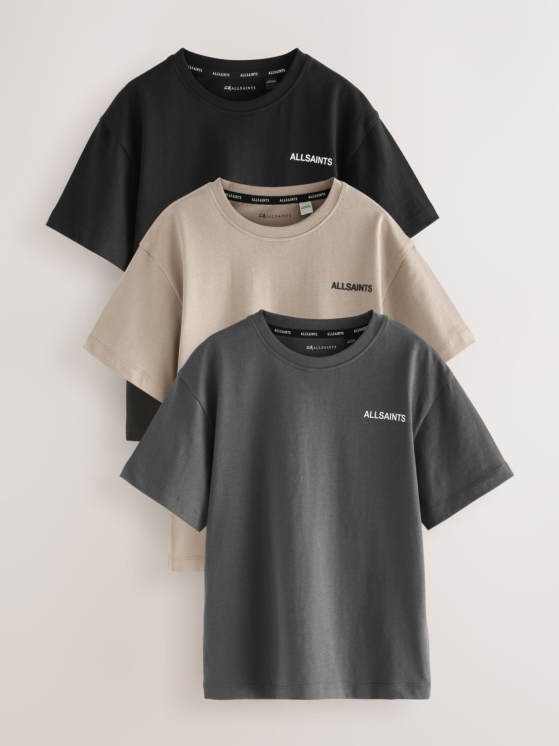 Buy smALLSAINTS Black/Charcoal Grey Logo Crew Relaxed T-Shirts 3