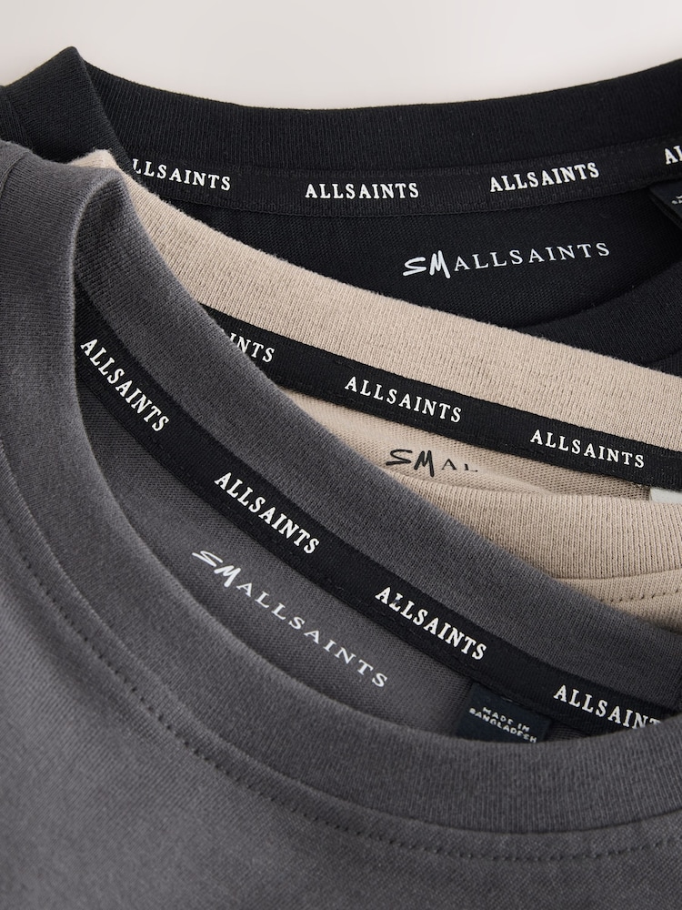 smALLSAINTS Black/Charcoal Grey Boys Logo Crew Relaxed T-Shirts 3 Pack - Image 8 of 8 smALLSAINTS Black/Charcoal Grey Boys Logo Crew Relaxed T-Shirts 3 Pack - Image 8 of 8