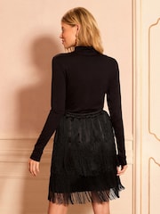 Love & Roses Black Fringing Mini Skirt - Image 4 of 4