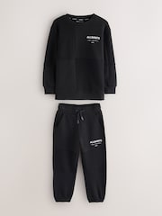 smALLSAINTS Black Underground Oversized Textured Panel Sweatshirt and Joggers Set - Image 9 of 14