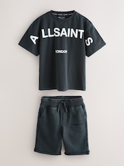 smALLSAINTS Black Biggy Oversized T-Shirt and Sweat Short Set - Image 1 of 7