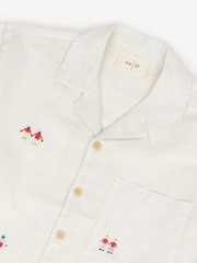 Folk Natural Relaxed Soft Collar Short Sleeve Embroidered Shirt - Image 4 of 4