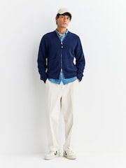 Folk Blue Pointelle Knit Zip Bomber Cardigan - Image 2 of 10