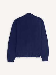 Folk Blue Pointelle Knit Zip Bomber Cardigan - Image 8 of 10