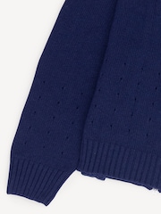 Folk Blue Pointelle Knit Zip Bomber Cardigan - Image 9 of 10