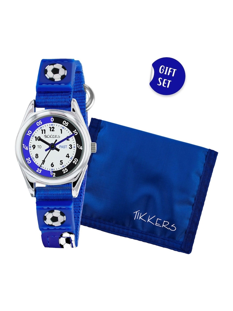 Tikkers Kids Blue Football Time Teacher Watch and Wallet Set - Image 1 of 7 Tikkers Kids Blue Football Time Teacher Watch and Wallet Set - Image 1 of 7