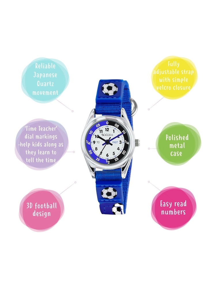 Tikkers Kids Blue Football Time Teacher Watch and Wallet Set - Image 2 of 7 Tikkers Kids Blue Football Time Teacher Watch and Wallet Set - Image 2 of 7