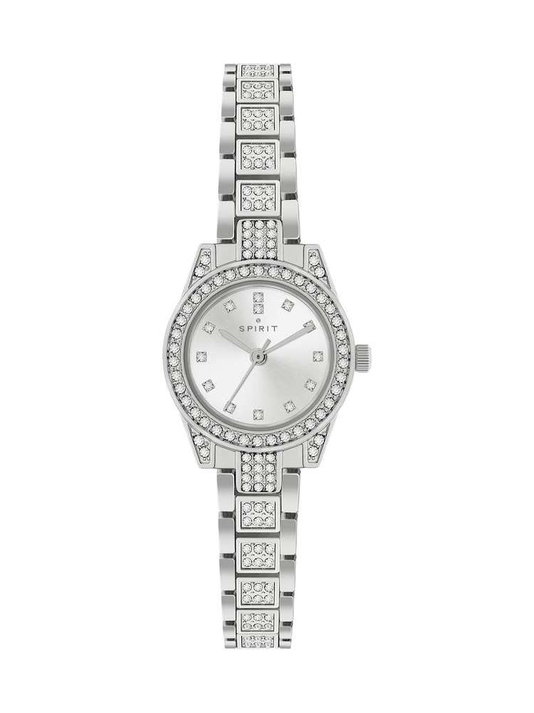 Spirit Ladies Polished Pale Silver Tone Crystal Bracelet Watch - Image 1 of 4