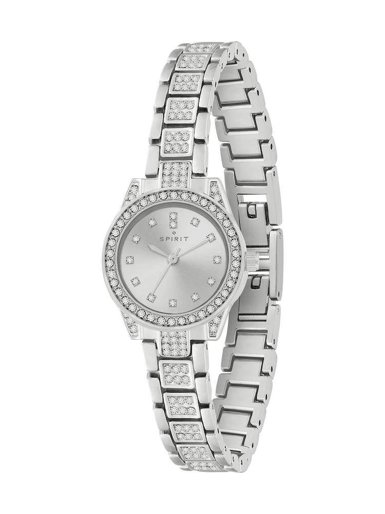 Spirit Ladies Polished Pale Silver Tone Crystal Bracelet Watch - Image 2 of 4