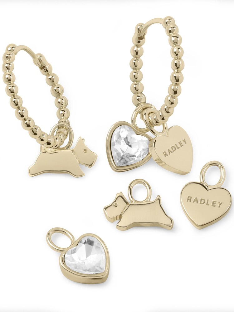 Radley 18ct Gold Tone Bobble Hoop Earrings and Charm Set - Image 1 of 3
