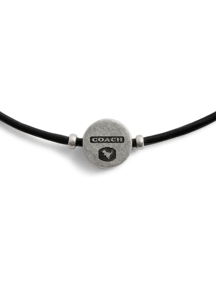 COACH Silver Tone Mens Signature Rexy Leather Slider Bracelet - Image 3 of 3