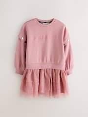 smALLSAINTS Mid Pink Amphia Flocked Logo Sweat Mock Dress - Image 1 of 5