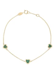 Beaverbrooks 9ct Yellow Gold Malachite Heart Bracelet - Image 1 of 4