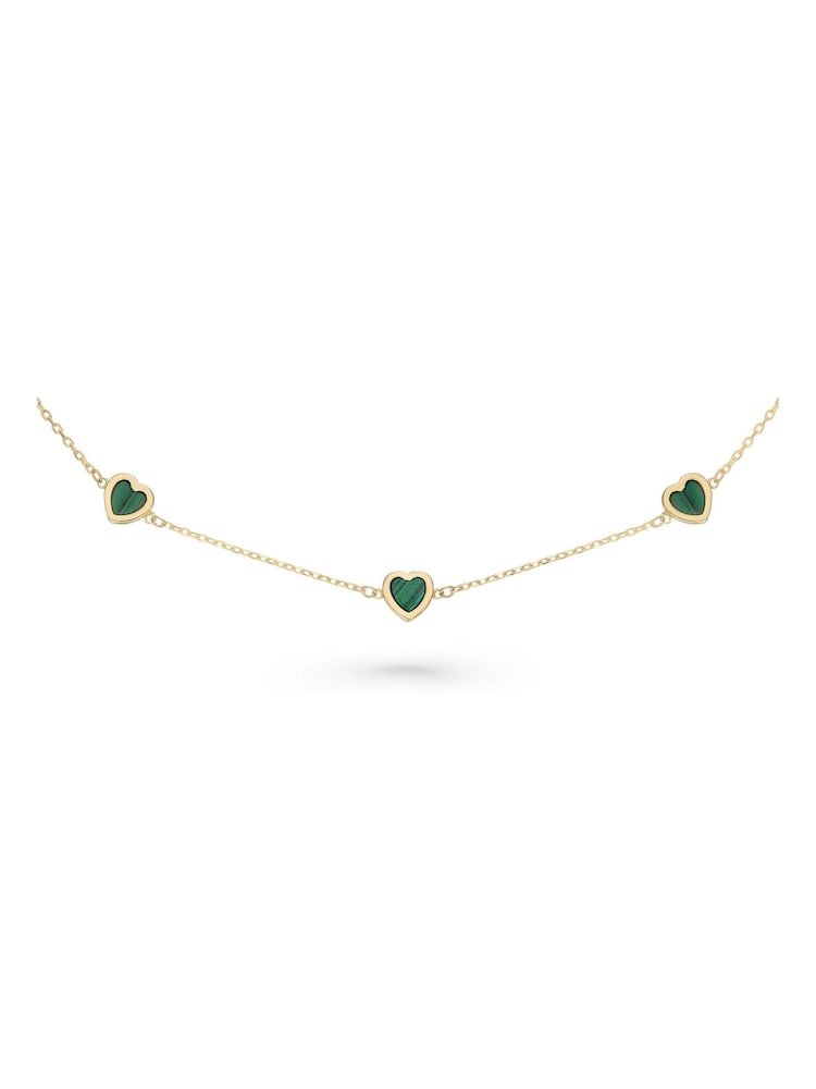 Beaverbrooks 9ct Yellow Gold Malachite Heart Bracelet - Image 2 of 4