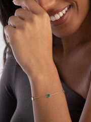 Beaverbrooks 9ct Yellow Gold Malachite Heart Bracelet - Image 3 of 4