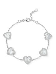 Beaverbrooks Silver Cubic Zirconia Mother of Pearl Heart Bracelet - Image 1 of 4
