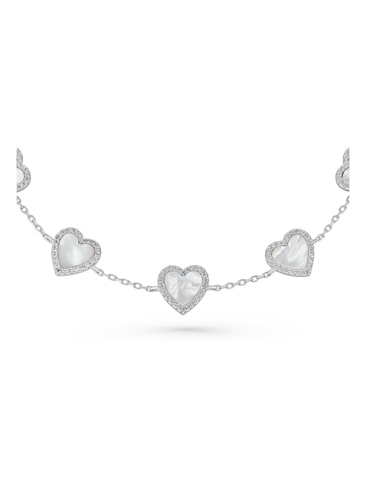 Beaverbrooks Silver Cubic Zirconia Mother of Pearl Heart Bracelet - Image 2 of 4