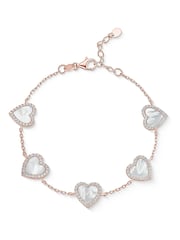 Beaverbrooks Rose Gold Tone Cubic Zirconia Mother of Pearl Heart Bracelet - Image 1 of 4