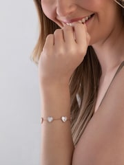 Beaverbrooks Rose Gold Tone Cubic Zirconia Mother of Pearl Heart Bracelet - Image 3 of 4
