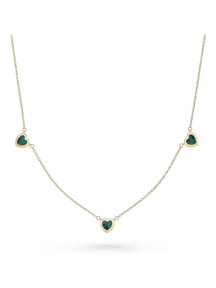 Beaverbrooks 9ct Yellow Gold Malachite Heart Necklace - Image 1 of 4