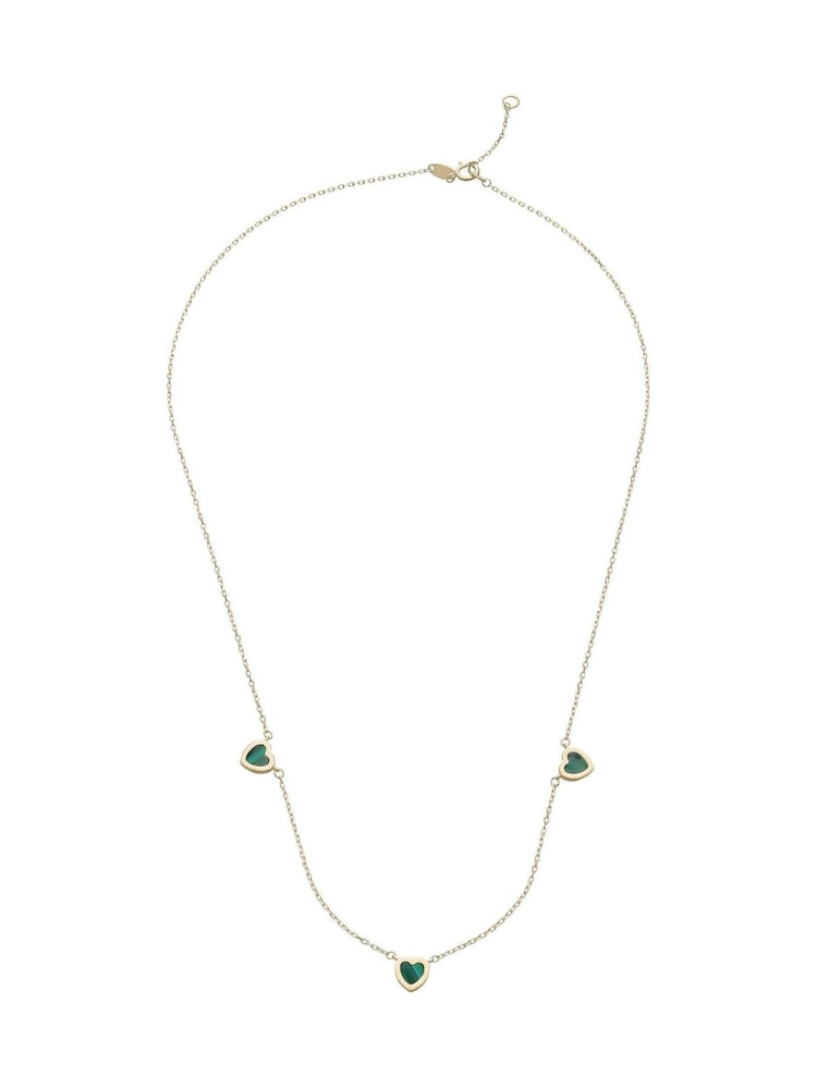 Beaverbrooks 9ct Yellow Gold Malachite Heart Necklace - Image 2 of 4