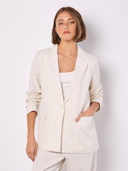 Apricot White Pinstripe Blazer - Image 1 of 5