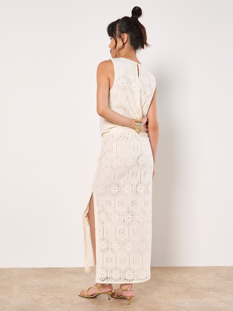 Apricot White Tile Crochet Maxi Skirt - Image 4 of 4 Apricot White Tile Crochet Maxi Skirt - Image 4 of 4