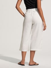 White Tie Waist Linen Blend Culottes - Image 4 of 8