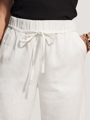 White Tie Waist Linen Blend Culottes - Image 5 of 8