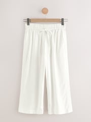 White Tie Waist Linen Blend Culottes - Image 6 of 8