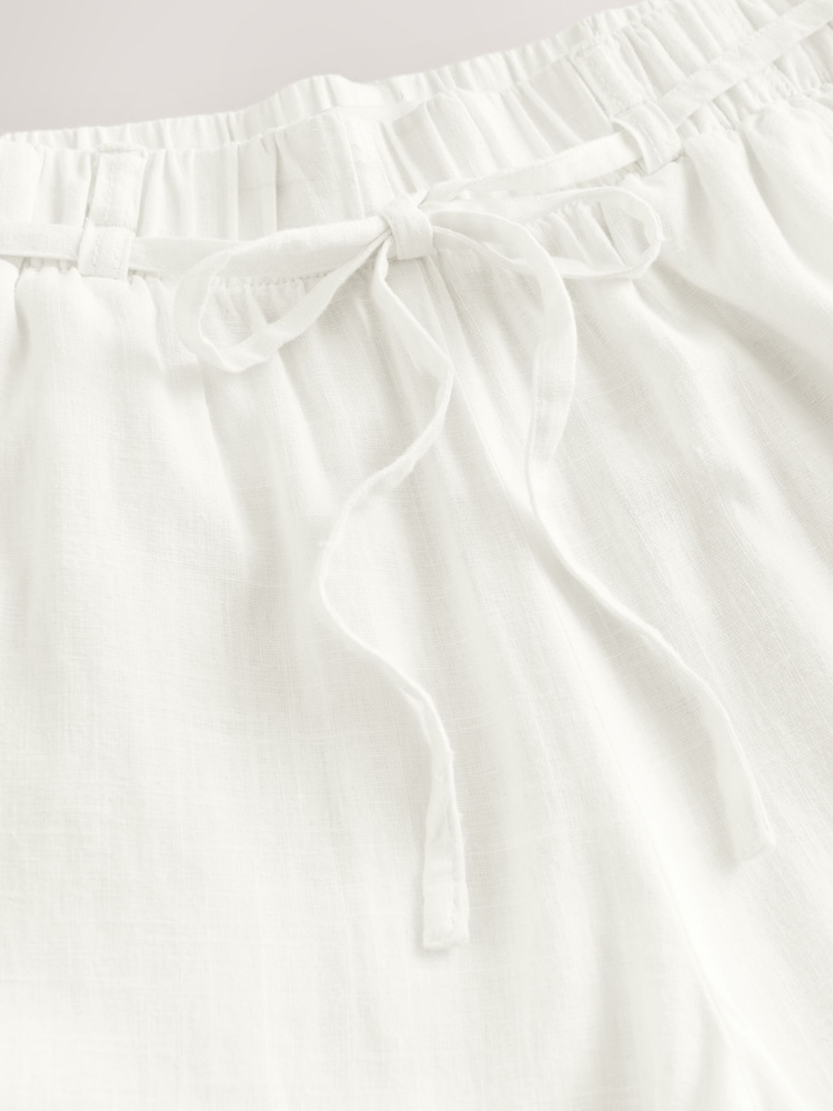 White Tie Waist Linen Blend Culottes - Image 8 of 8